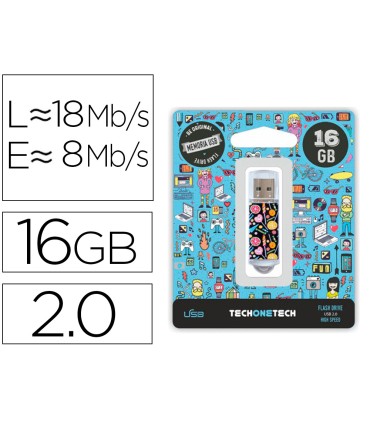 Memoria usb techonetech flash drive 16 gb 20 candy pop