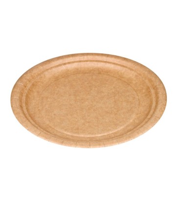 Plato carton biodegradable marron 22 cm paquete de 100 unidades