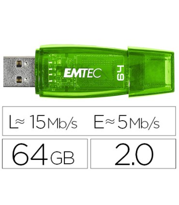 Memoria usb emtec flash c410 64 gb 20 verde