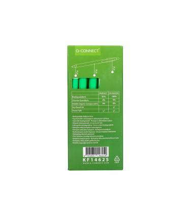 Boligrafo q connect retractil kf14625 biodegradable verde tinta azul