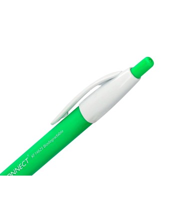 Boligrafo q connect retractil kf14625 biodegradable verde tinta azul