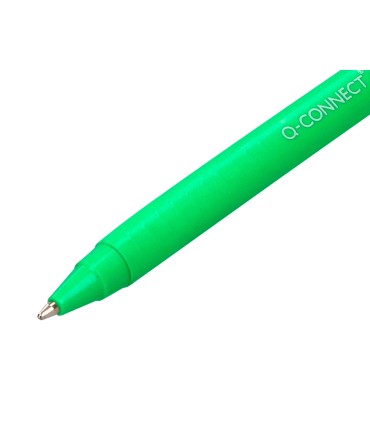 Boligrafo q connect retractil kf14625 biodegradable verde tinta azul