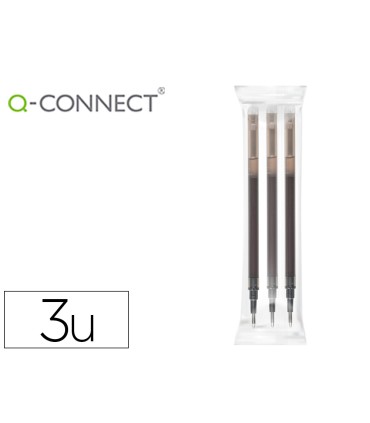 Recambio boligrafo q connect retractil kf11057 borrable negro caja de 3 unidades