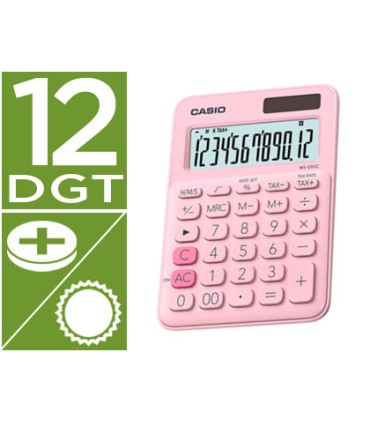 Calculadora casio ms 20uc pk sobremesa 12 digitos tax color rosa