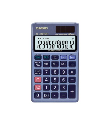 Calculadora casio sl 320ter bolsillo 12 digitos tax conversion moneda tecla doble cero color azul