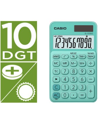 Calculadora casio sl 310uc gn bolsillo 10 digitos tax tecla color verde