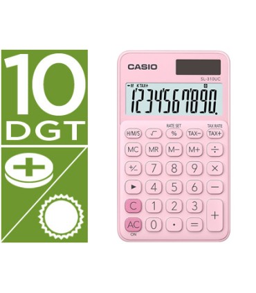 Calculadora casio sl 310uc pk bolsillo 10 digitos tax tecla doble cero color rosa