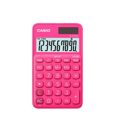 Calculadora casio sl 310uc rd bolsillo 10 digitos tax tecla color fucsia