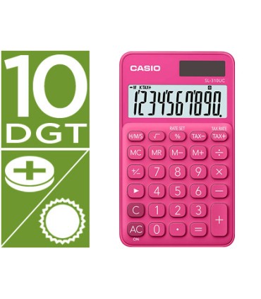 Calculadora casio sl 310uc rd bolsillo 10 digitos tax tecla color fucsia