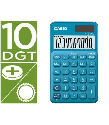 Calculadora casio sl 310uc bu bolsillo 10 digitos tax tecla color azul