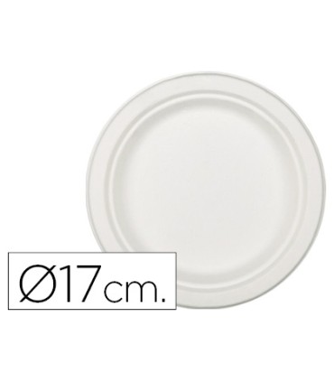 Plato de fibra natural nupik biodegradable blanco 17 cm de diametro apto microondas paquete de 50 unidades