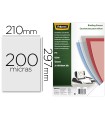 Tapa de encuadernacion fellowes din a4 pvc transparente cristal 200 micras pack de 100 unidades