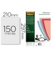 Tapa de encuadernacion fellowes din a4 pvc 150 micras transparente pack de 100 unidades