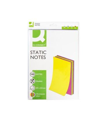 Bloc de notas electrostaticas quita y pon q connect 210x297mm 100 hojas 5 colores fluorescentes