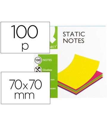 Bloc de notas electrostaticas quita y pon q connect 70x70 mm 100 hojas 5 colores fluorescentes