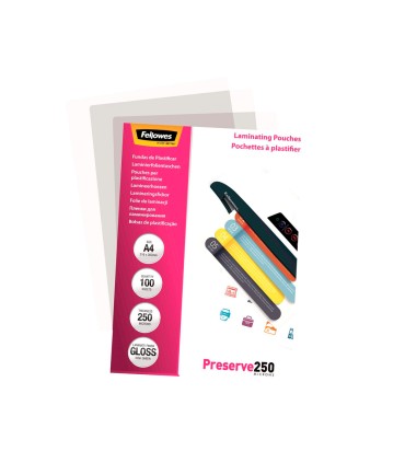 Bolsa de plastificar fellowes brillo din a4 250 mc pack de 100 unidades