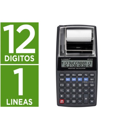 Calculadora q connect impresora pantalla papel kf11213 12 digitos tinta azul