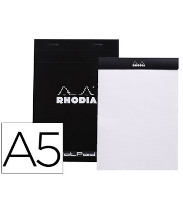 Bloc nota rhodia black dot pad din a5 80 hojas 80 g m2 liso con puntos negros 5 mm perforado