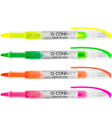 Rotulador q connect fluorescente punta biselada tinta liquida bolsa de 4 unidades colores surtidos