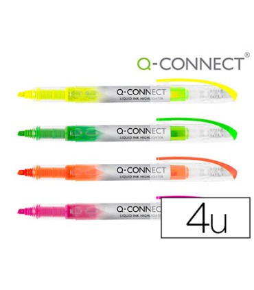 Rotulador q connect fluorescente punta biselada tinta liquida bolsa de 4 unidades colores surtidos