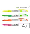 Rotulador q-connect fluorescente punta biselada tinta liquida bolsa de 4 unidades colores surtidos