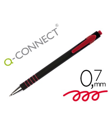 Boligrafo q connect retractil con grip 07 mm color rojo