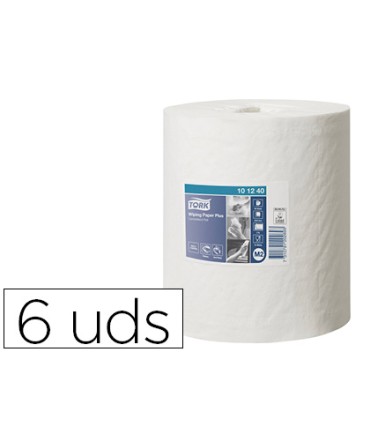 Papel secamanos tork extra ancho 215 mm largo 160 mt 2 capas para dispensador m2 paquete de 6 unidades