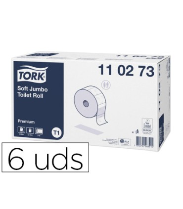 Papel higienico tork jumbo suave 2 capas 360 mt para dispensador t1 paquete de 6 rollos