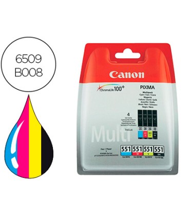 Ink jet canon 551 c m y bk pixma ip8750 ix6850 mg5550 mg6450 mg7150 mx725 mx925 pack 4 colores