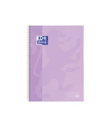 Cuaderno espiral oxford ebook 1 school touch te din a4 80 hojas cuadro 5 mm con margen malva pastel