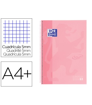 Cuaderno espiral oxford ebook 1 school touch te din a4 80 hojas cuadro 5 mm con margen flamingo pastel