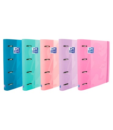 Carpeta con recambio oxford europeanbinder touch pastel 4 anillas 35 mm din a4 tapa extradura con gomilla colores