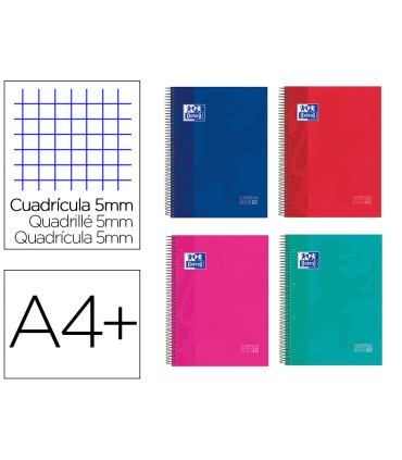 Cuaderno espiral oxford surt europeanbook 10 school classic tapa extradura din a4 150 hojas cuadro 5 mm con