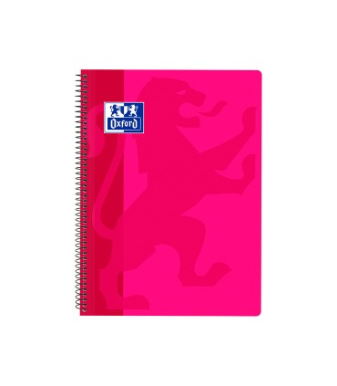 Cuaderno espiral oxford school classic tapa polipropileno folio 80 h cuadro 4 mm con margen fucsia