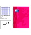 Cuaderno espiral oxford school classic tapa polipropileno folio 80 h cuadro 4 mm con margen fucsia