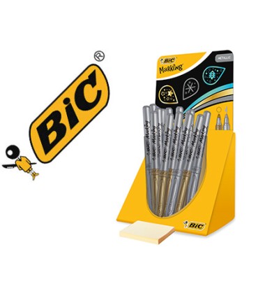 Rotulador bic marking metalico permanenete oro plata expositor de 24 unidades surtidas 168x125x149 mm