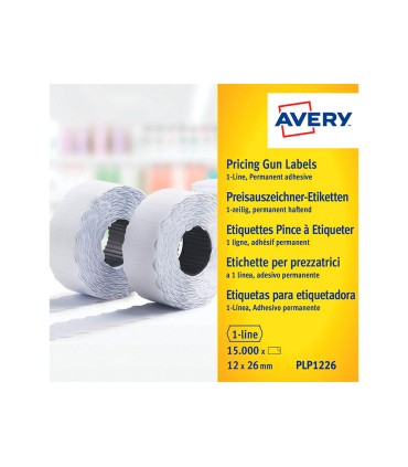 Etiqueta avery 1 linea adhesivo permanente 26x12 mm blanca rollo 1500 unidades caja de 10 unidades