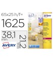 Etiqueta adhesiva avery tamaño 38,1x21,2 mm removible amarillo fluorescente caja de 1625 unidades