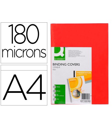 Tapa de encuadernacion q connect pvc din a4 opaca rojo 180 micras caja de 100 unidades