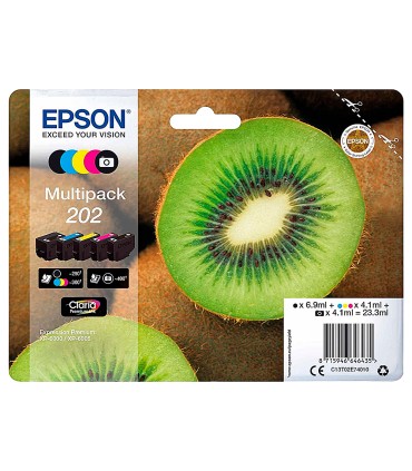 Ink jet epson 202 xl xp 6000 xp 6005 xp 6100 xp 6105 pack 5 negro amarillo cian magenta photo negro 650 pag