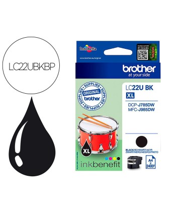 Ink jet brother lc22ubk xl dcp j785dw dcp j785dwxl mfc j985dw mfc j985dw negro 2400 pag