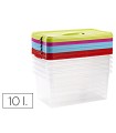 Caja multiusos plastico 10 l numero 24 tapa de color con asa 385x230x175 mm