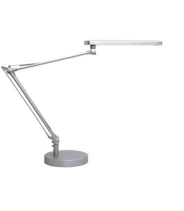 Lampara de escritorio unilux mambo led 56w doble brazo articulado abs y aluminio gris metalizado base 19 cm