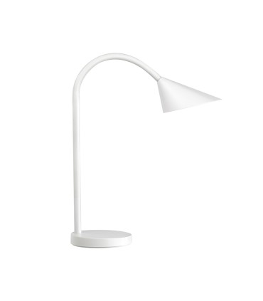 Lampara de escritorio unilux sol led 4w brazo flexible abs y metal blanco base 14 cm diametro