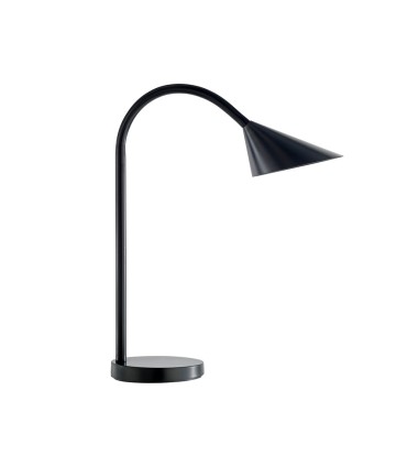 Lampara de escritorio unilux sol led 4w brazo flexible abs y metal negro base 14 cm diametro