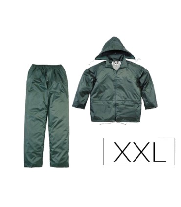 Conjunto de lluvia deltaplus 400 poliester pvc verde talla xxl