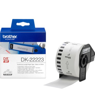 Etiqueta brother dk22223 cinta papel continuo adhesiva removible blanca 50 mm x 3048 mt