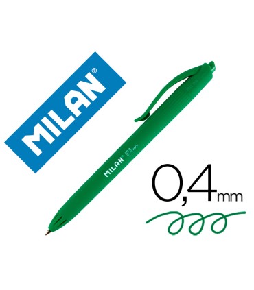 Boligrafo milan p1 retractil 1 mm touch verde