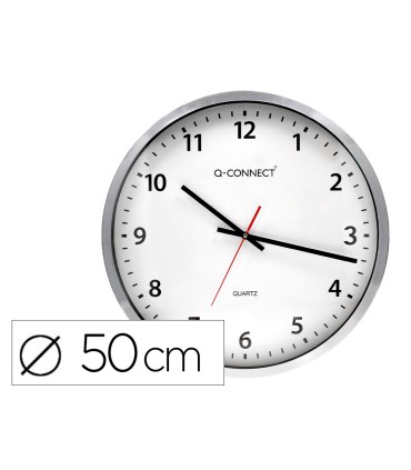 Reloj q connect de pared plastico oficina redondo 50 cm marco cromado