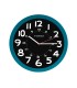 Reloj q connect de pared plastico oficina redondo 30 cm color azul y esfera color negro